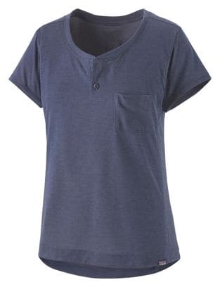T-Shirt Patagonia Cap Cool Trail Bike Henley Femme Bleu