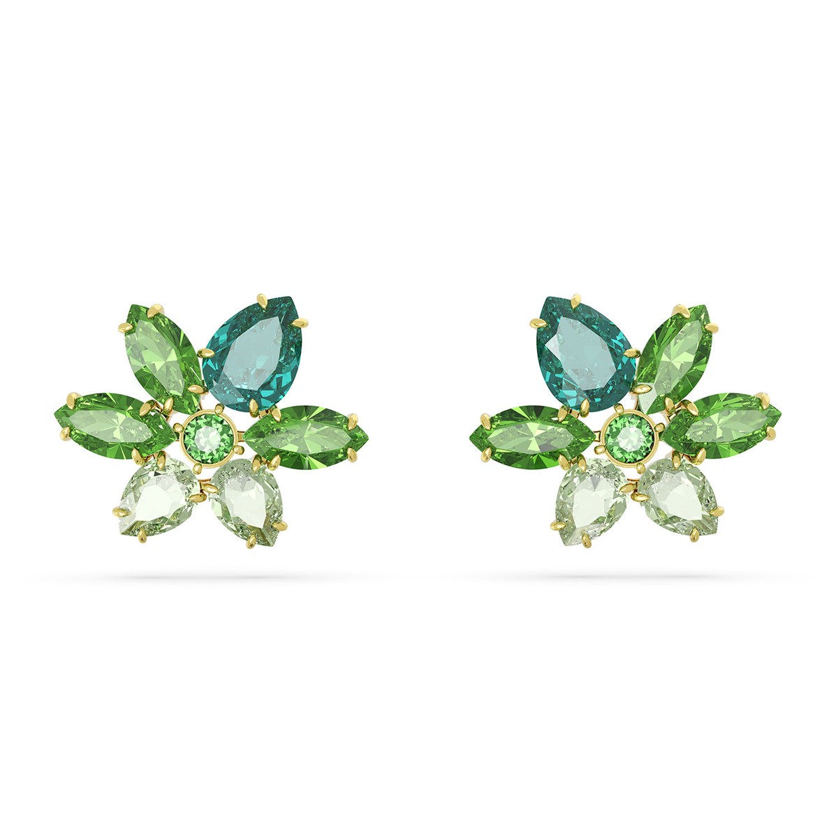 Clous d'oreilles Swarovski Gema fleur verte