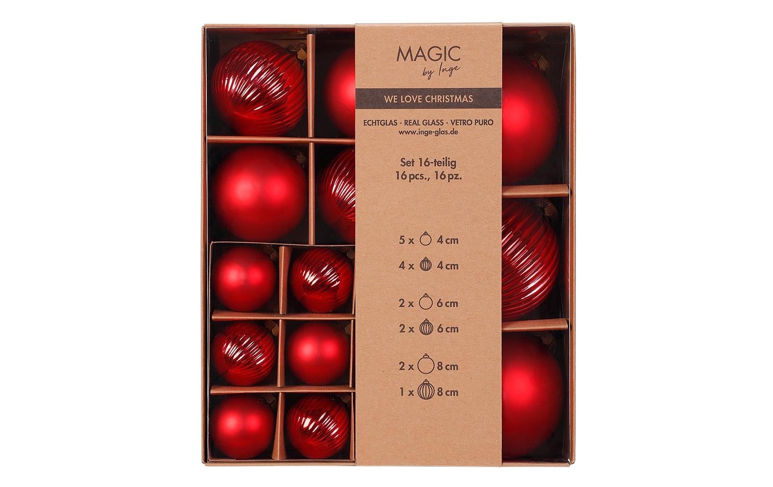 Weihnachtskugel Merry Red 1 Stück, RotChristbaumkugeln mit Rillenstruktur