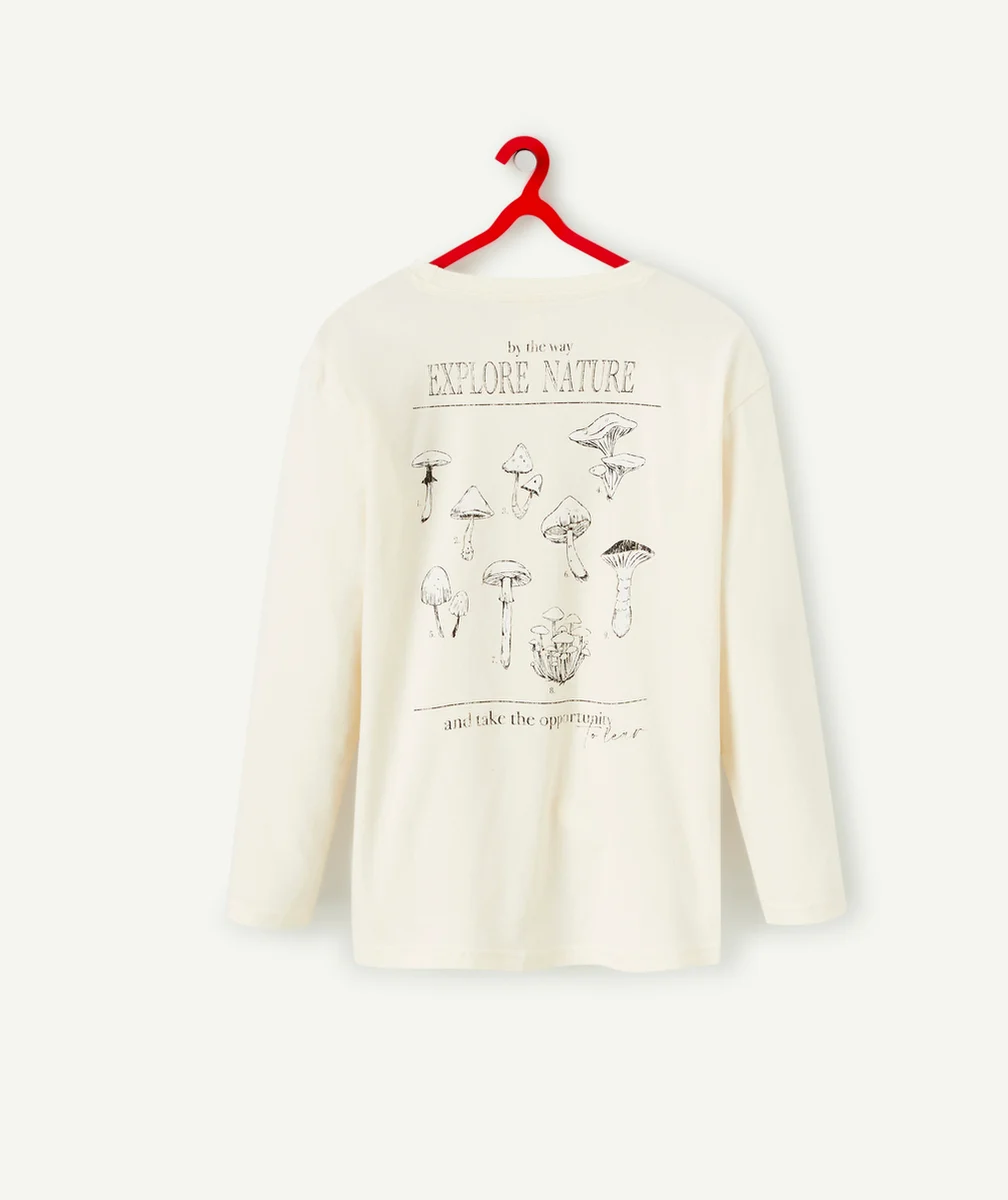 T-SHIRT MANCHES LONGUES GARÇON EN COTON BIOLOGIQUE ÉCRU
