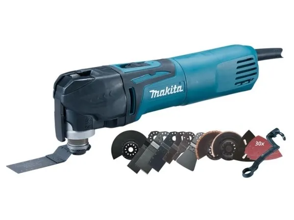 Makita TM3010CX2J, Skære, Polering, Rasping, Slibning, Save, Skrabning, Sort, Blå, 6000 OPM, 20000 OPM, 1,6°, Vekselstrøm
