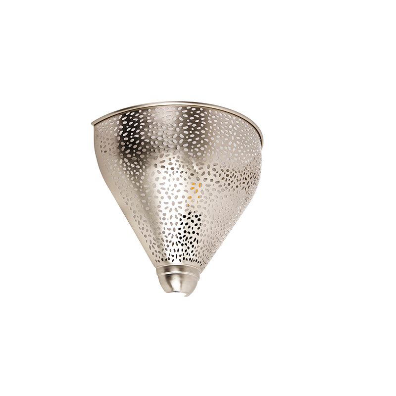 Oosterse wandlamp staal met lichteffect - Sinbad