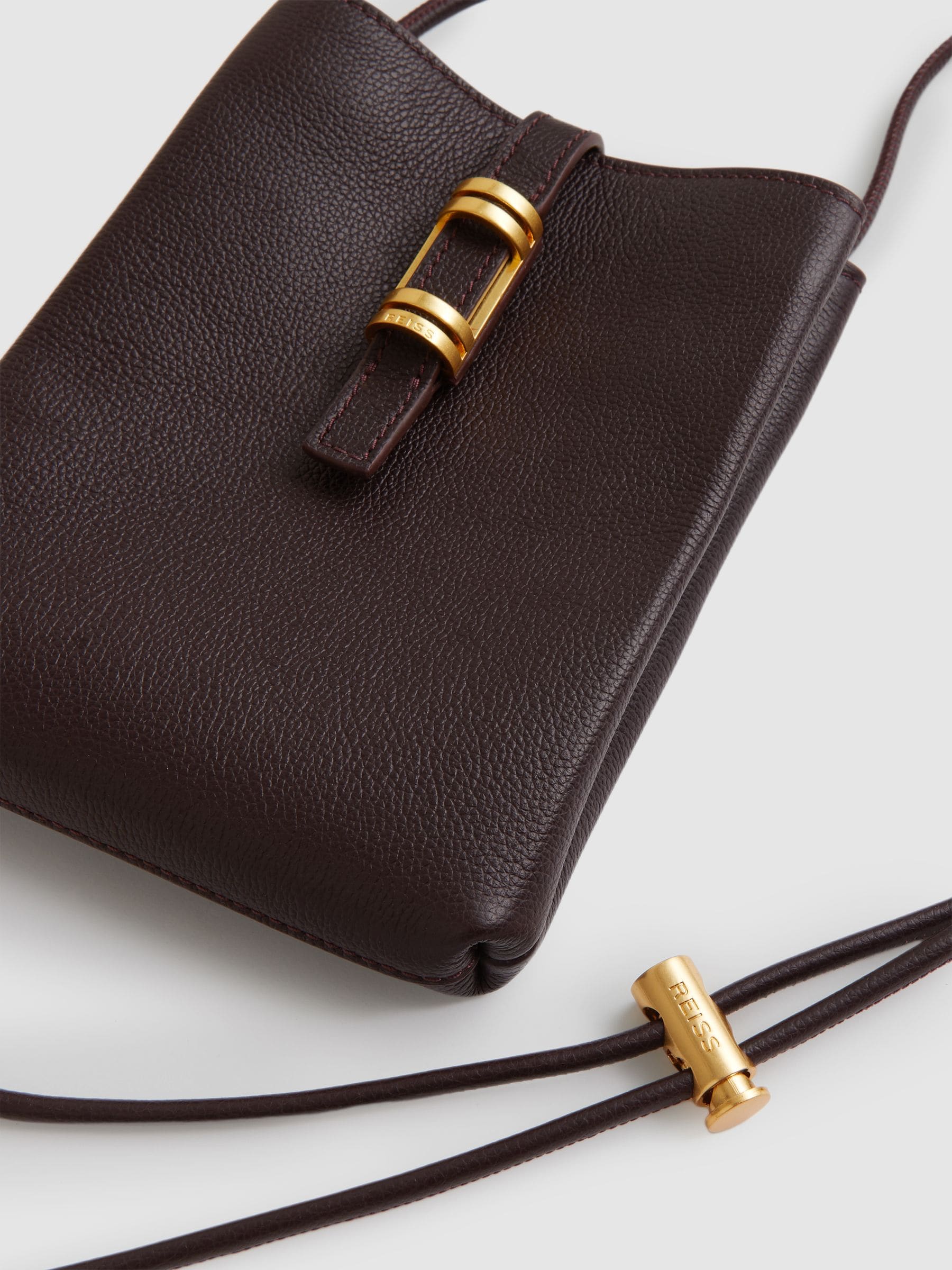 Reiss Vienna leren telefoonhouder