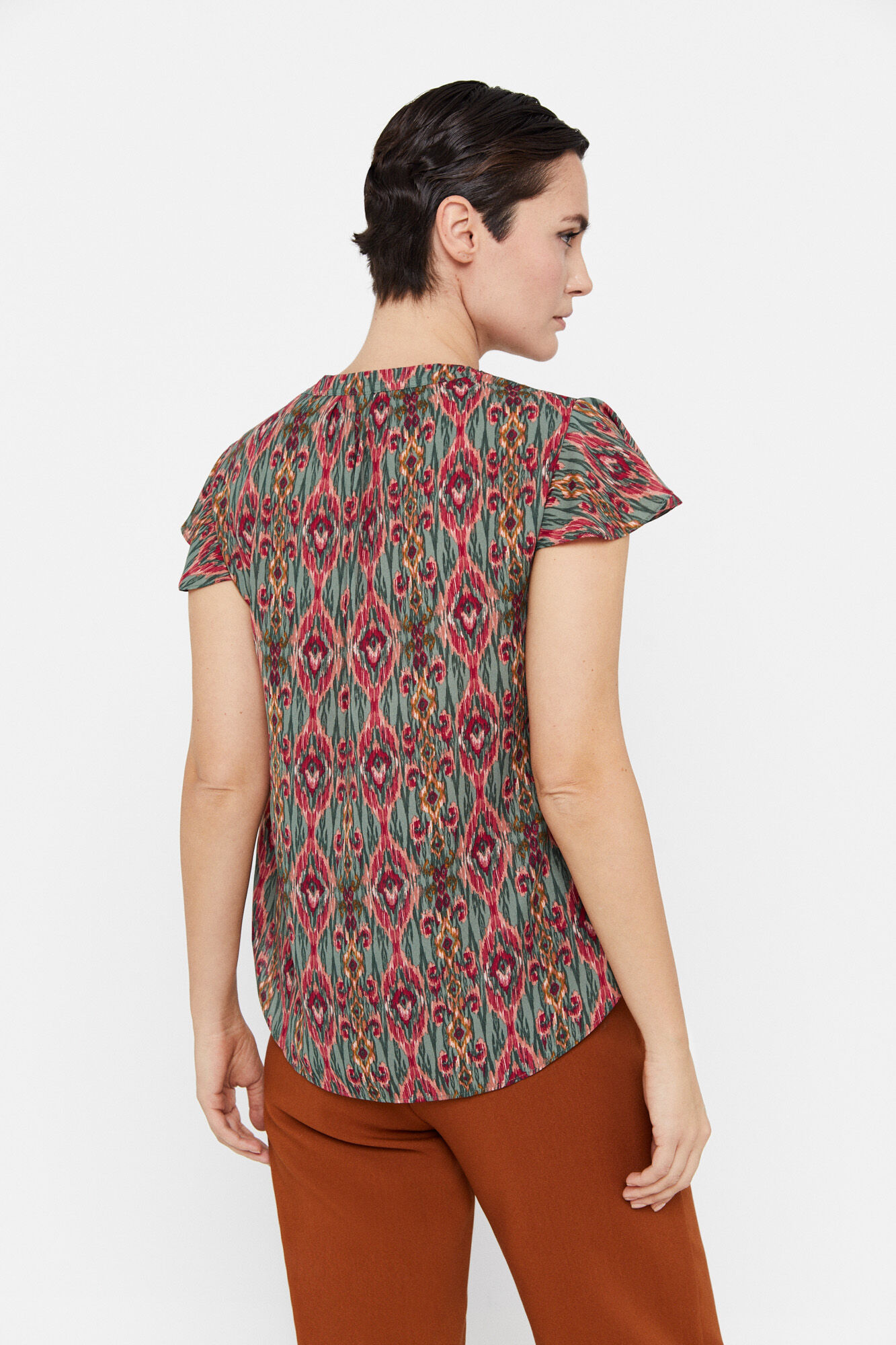 Blusa com mangas franzidas - Verde escuro