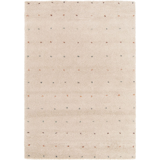 Tapis doux à poils longs - sofia - écru et pois colorés - 120 x 170 cm