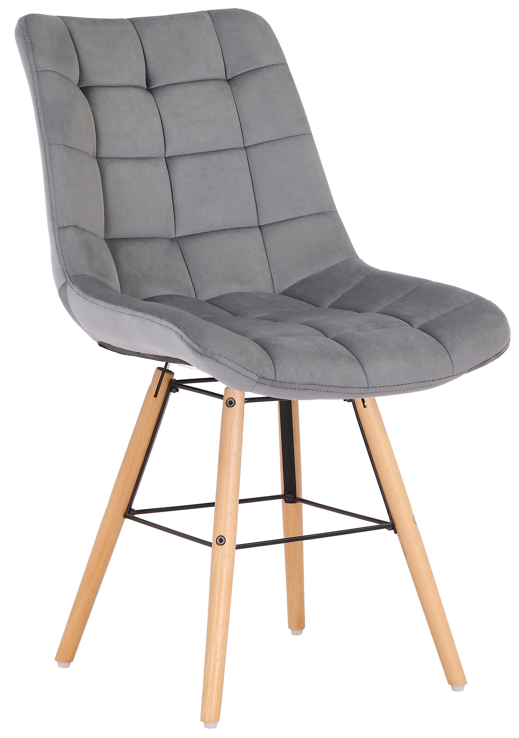 CLP 2er Set Stühle Leni Samt I Polsterstühle Mit Gestepptem Sitz Und Samtbezug I Lehnstühle Mit Einem Gestell Aus Holz Und Metall