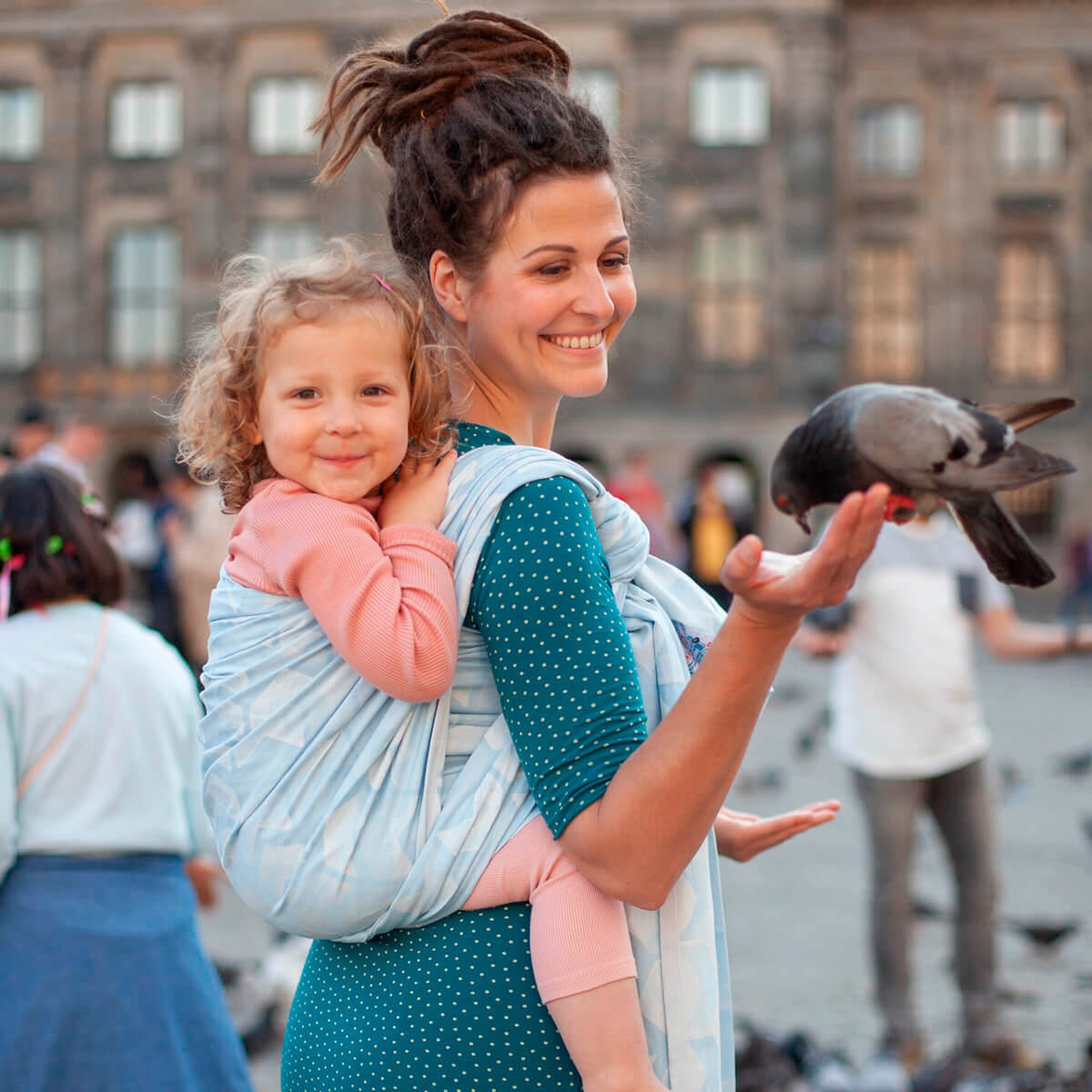 HOPPEDIZ® Babytragetuch Gewebtes Tragetuch kbA Amsterdam aqua