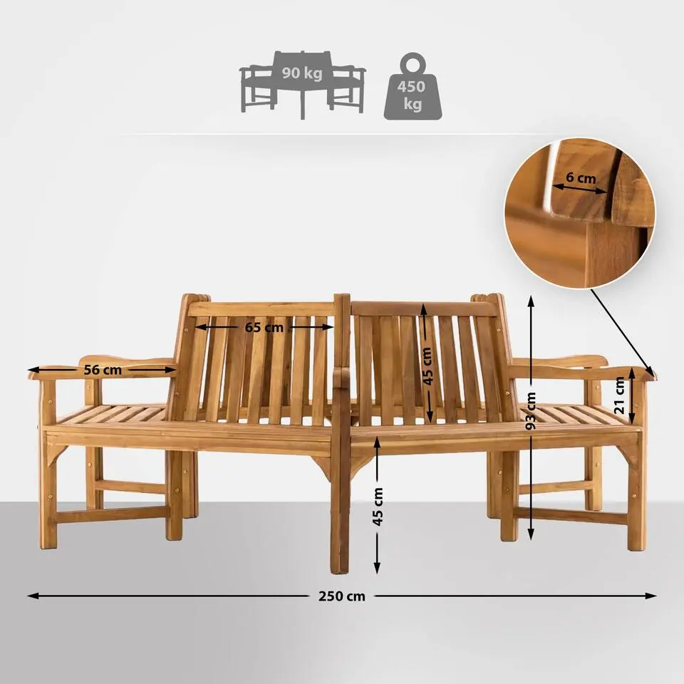 CLP Teakbank Sonja 250 cm