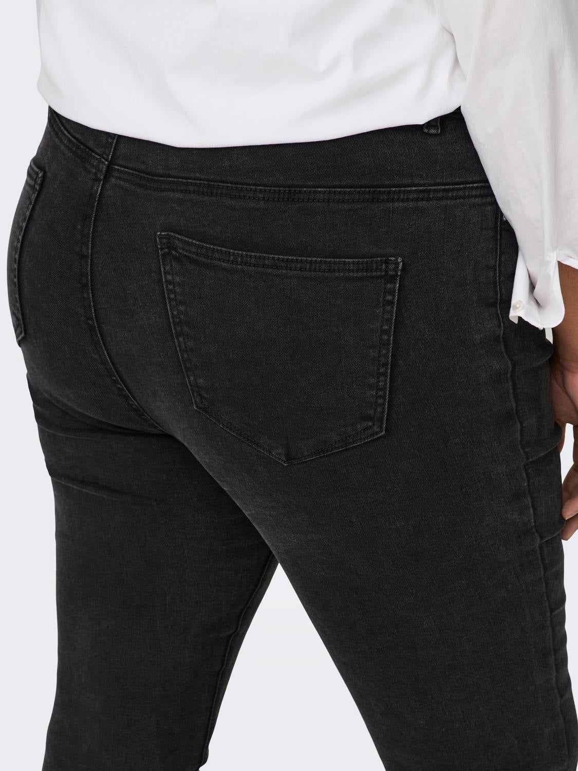 CARROSE Hohe Taille Skinny Fit Jeans Washed Black