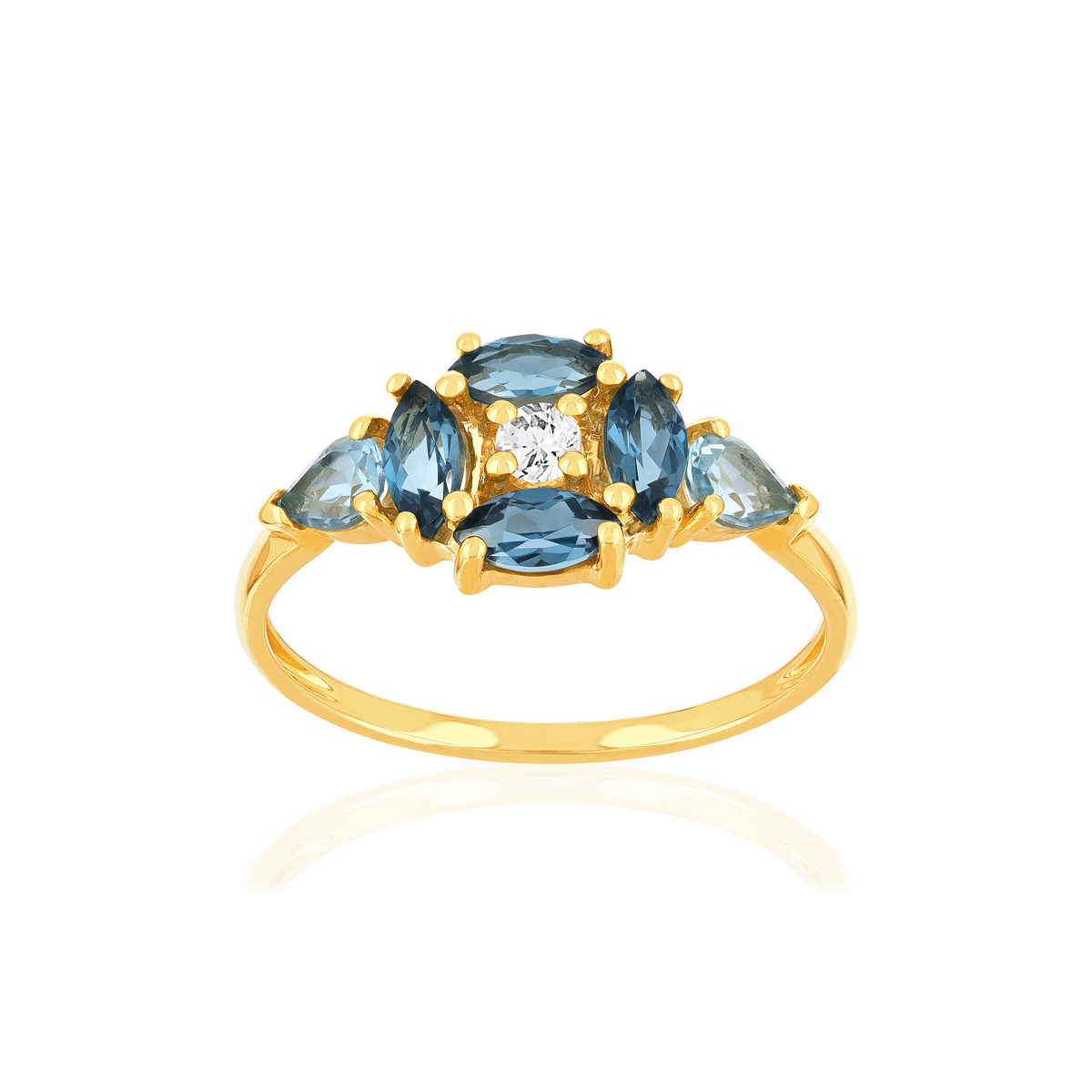 Bague or jaune 375 topazes traitées