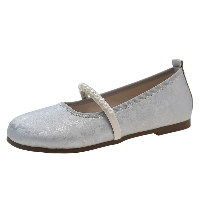 FRAISO - Mary Jane Flats met bloemenprint en imitatieparels