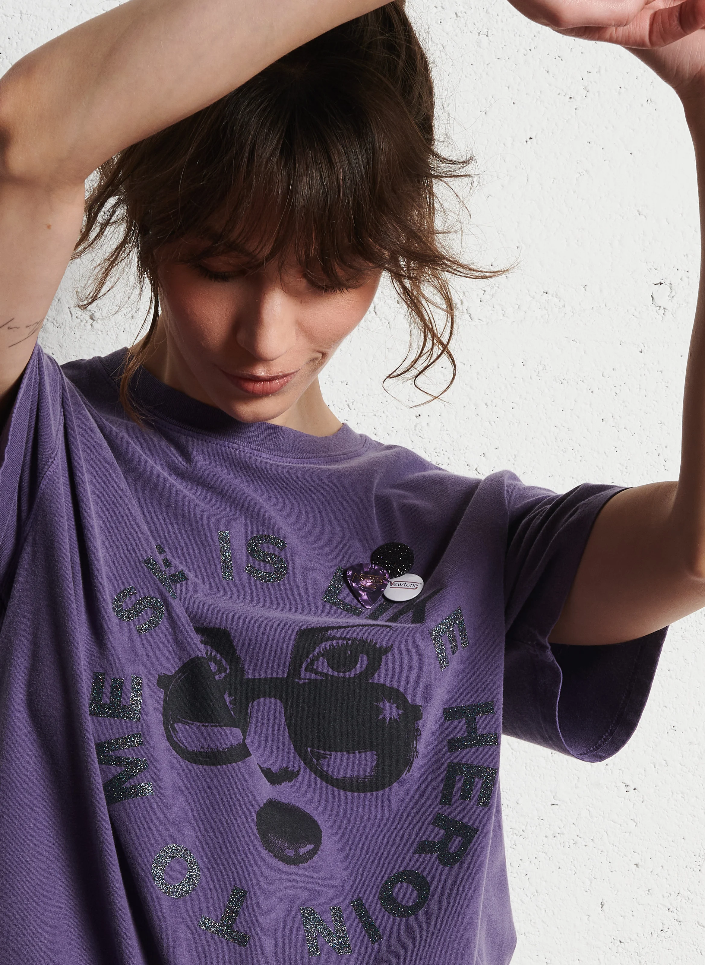 TRUCKER HEROIN - Tee-shirt droit col rond sérigraphié en coton | Violet