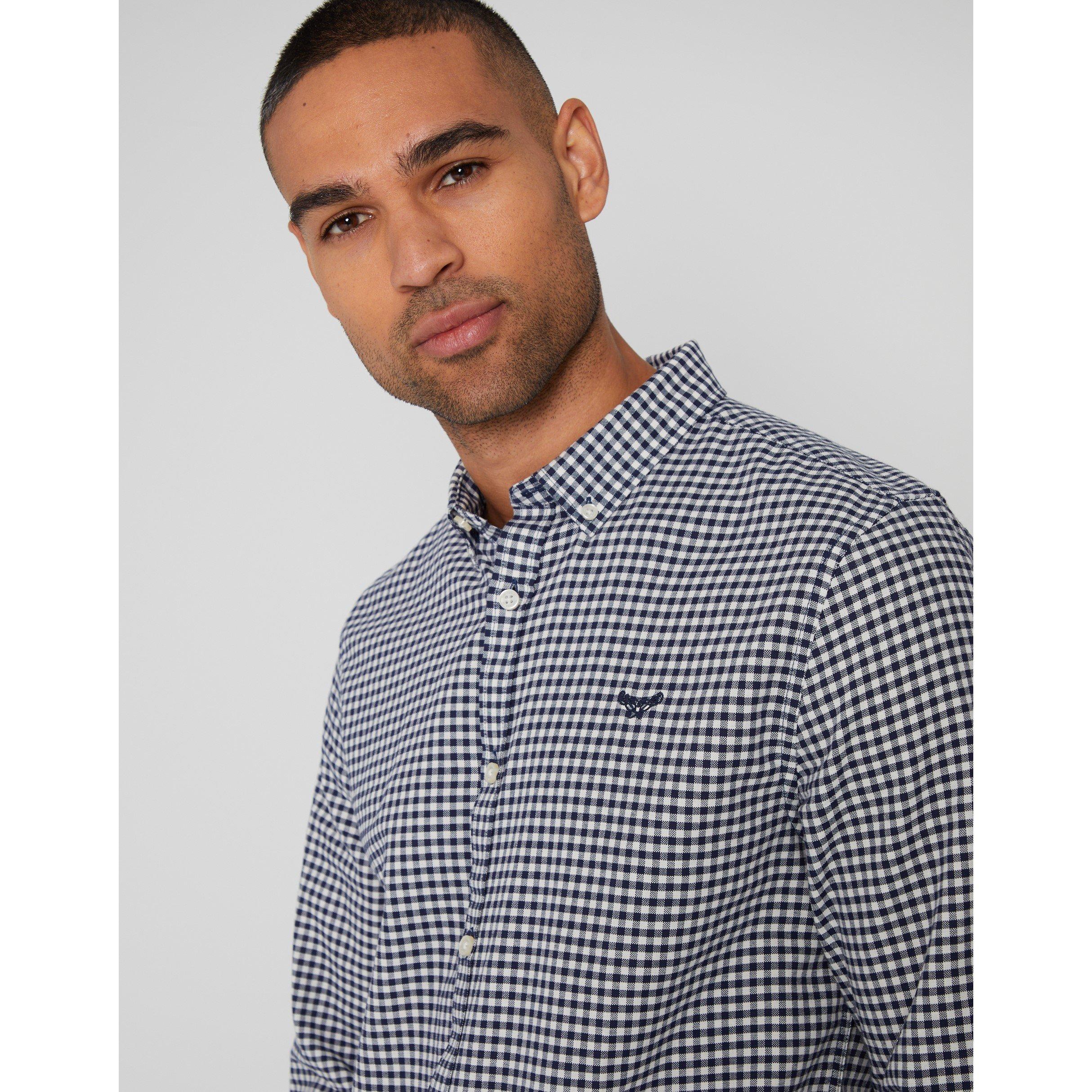 Threadbare Check Cotton Long Sleeve Shirt Mens