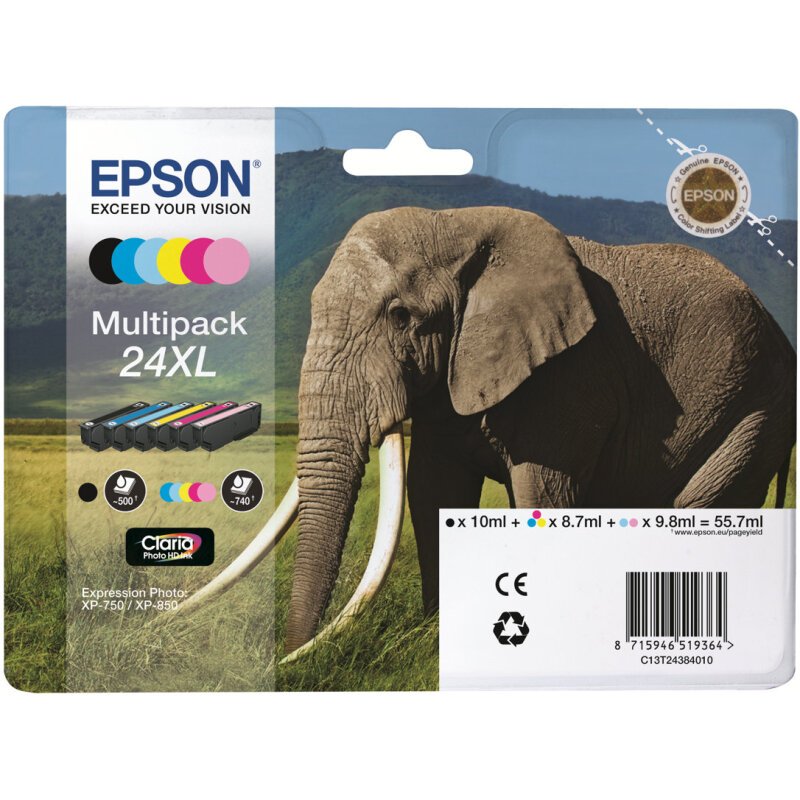 Epson Elephant Multipack 6-colours 24 Claria Photo HD Ink