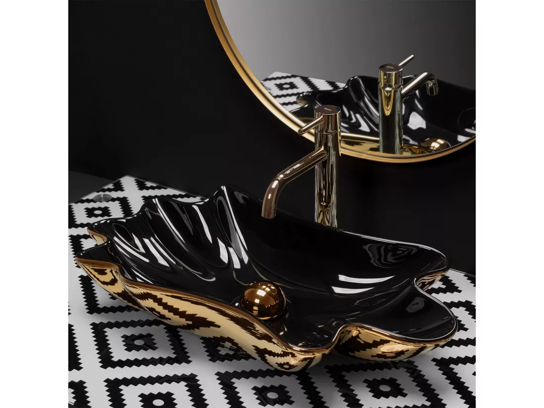 Vasque À Poser Rea Infinity Black Gold
