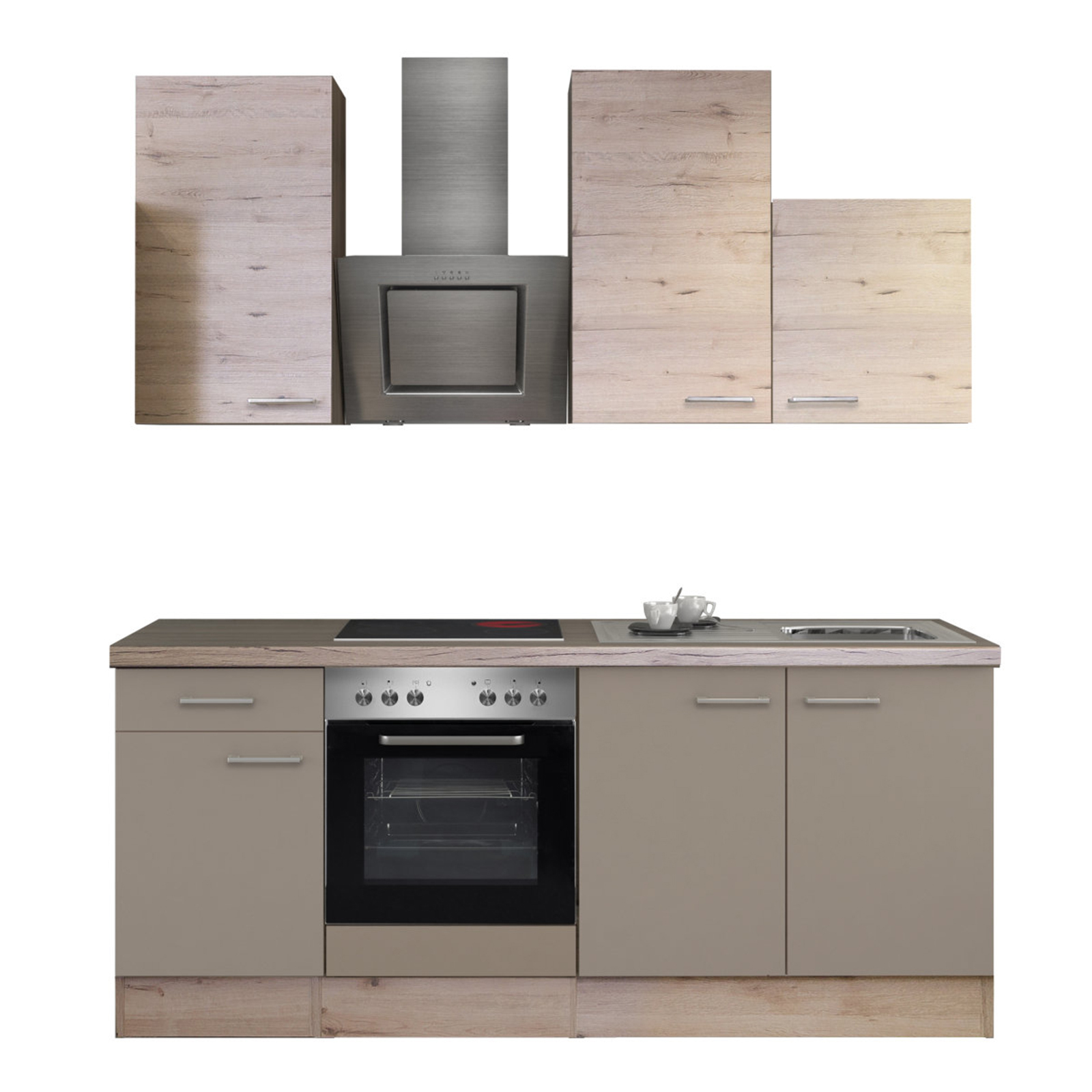 Küchenblock RIVA - Quarz-Cubanit-San Remo - mit E-Geräten - 210 cm