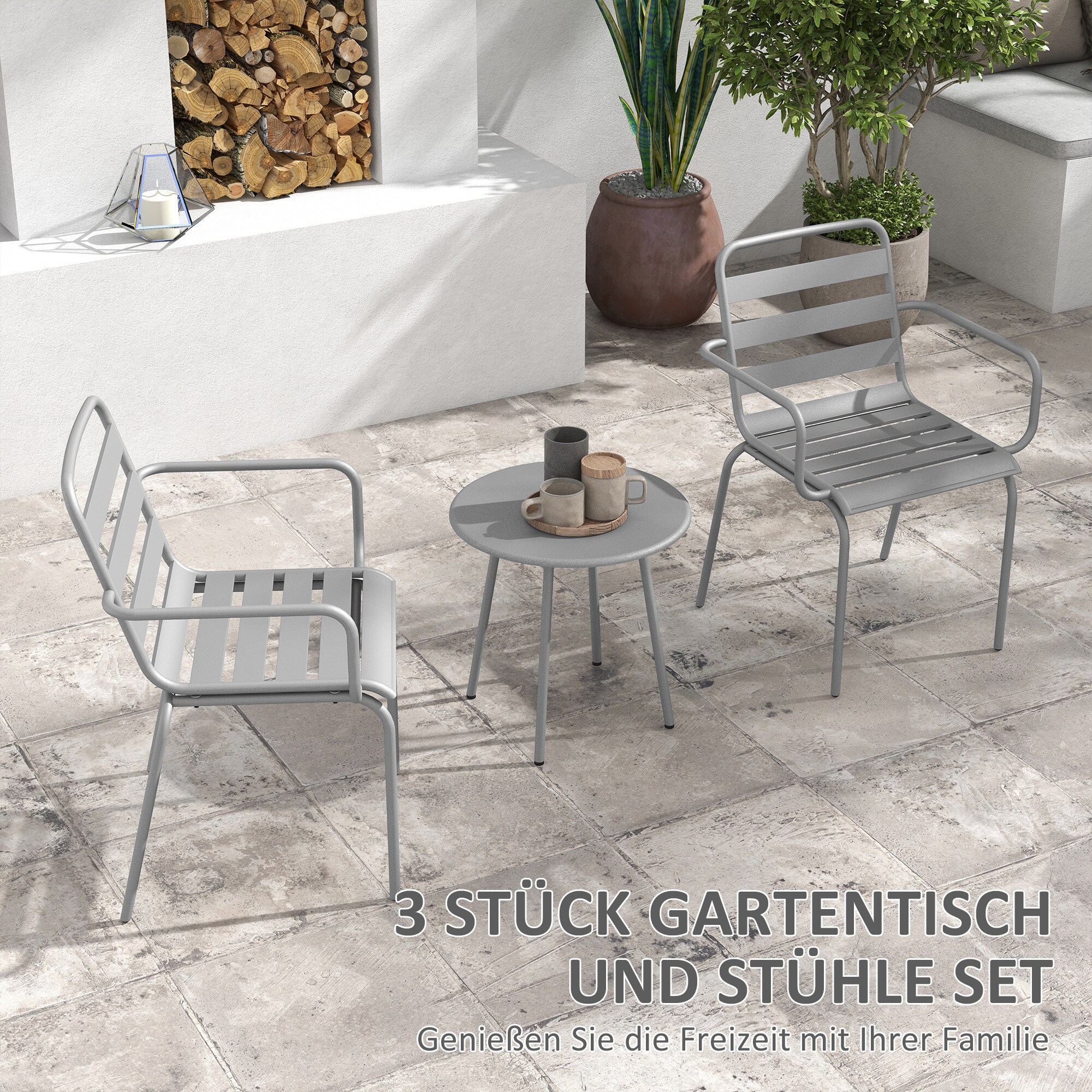 Outsunny Gartenmöbel-Set mit 2 Stühlen grün 51L x 58B x 78H cm