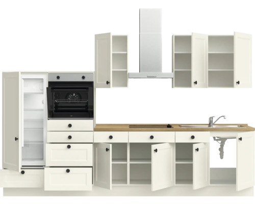 NOBILIA keukenblok met apparatuur Urban 330 cm wit mat voorgemonteerde variant links 4004539012615