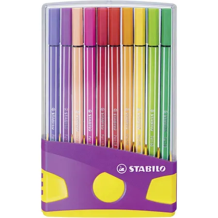 Premium-Filzstift - STABILO Pen 68 ColorParade in lila - 20er Tischset - mit 20 verschiedenen Farben