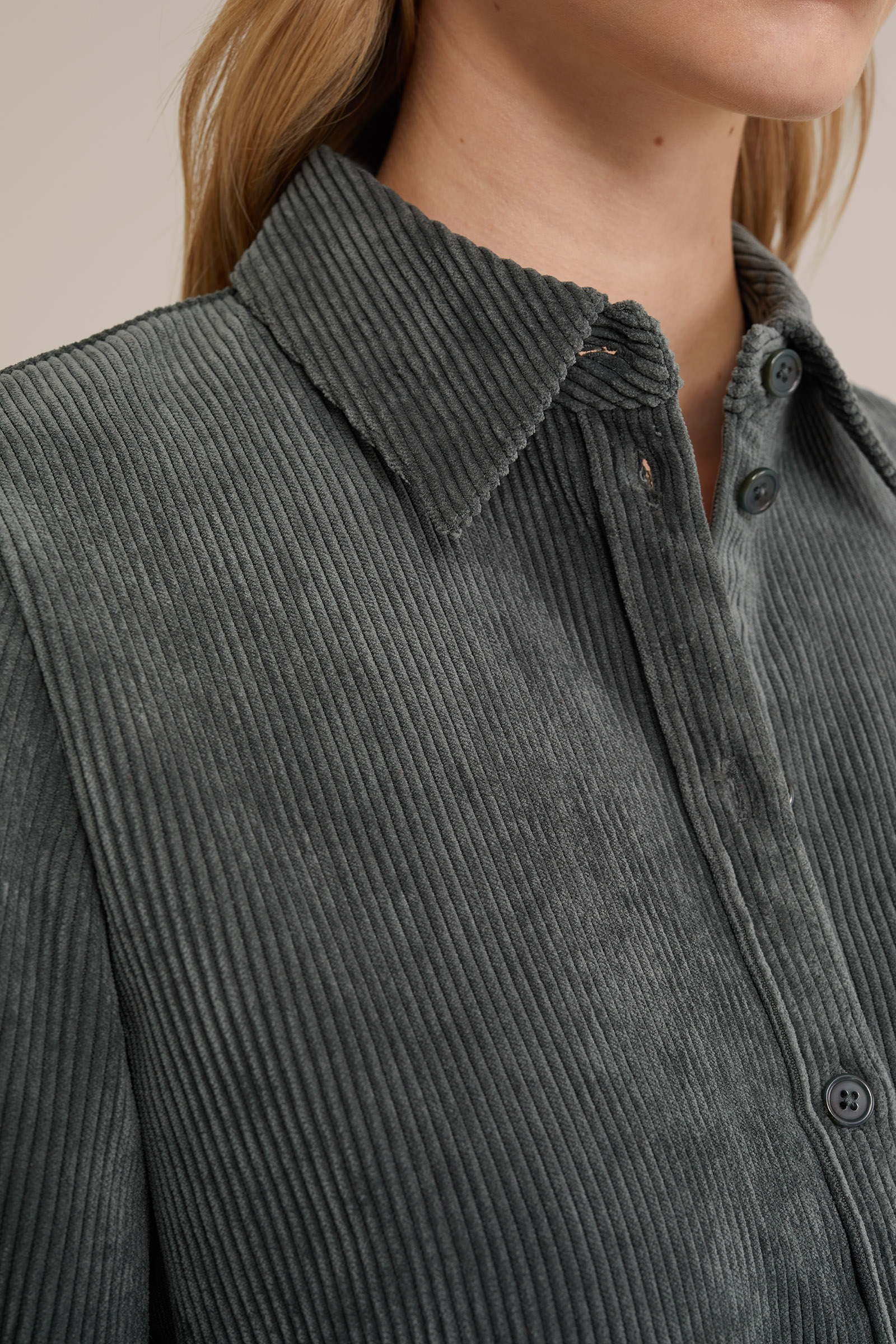 blouse van corduroy WE Fashion Donkergroen