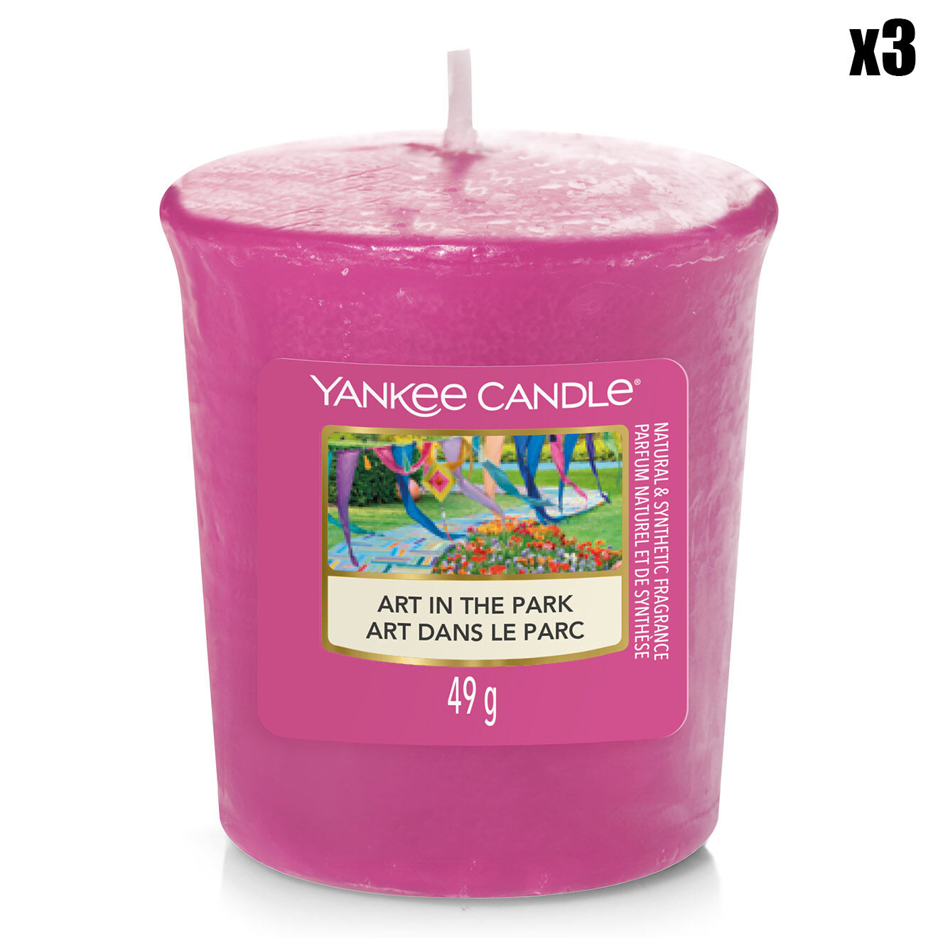 Yankee Candle 3 Bougies parfumée votive Original Art dans le parc - 15h