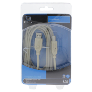 Q-Link USB kabel 2.0 printer/scanner 5 meter grijs