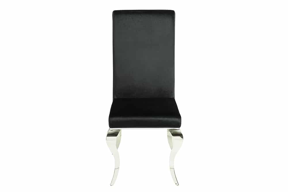 Eleganter Stuhl MODERN BAROCK schwarz Samt Stuhlbeine aus Edelstahl