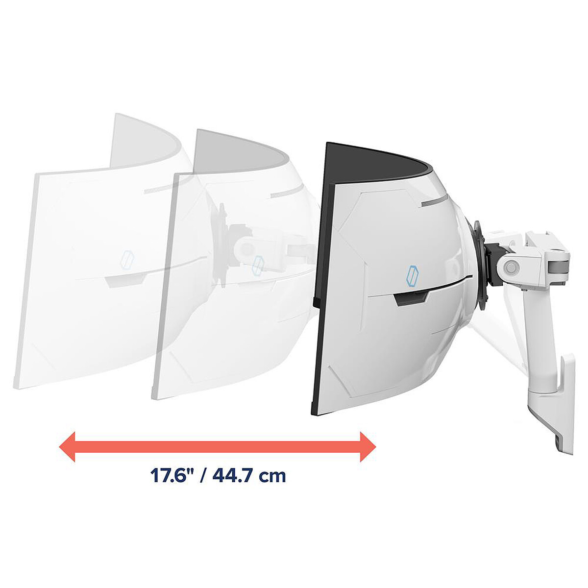 Ergotron Bras mural HX avec pivot VHD pour écrans ultra-larges très incurvés - Blanc