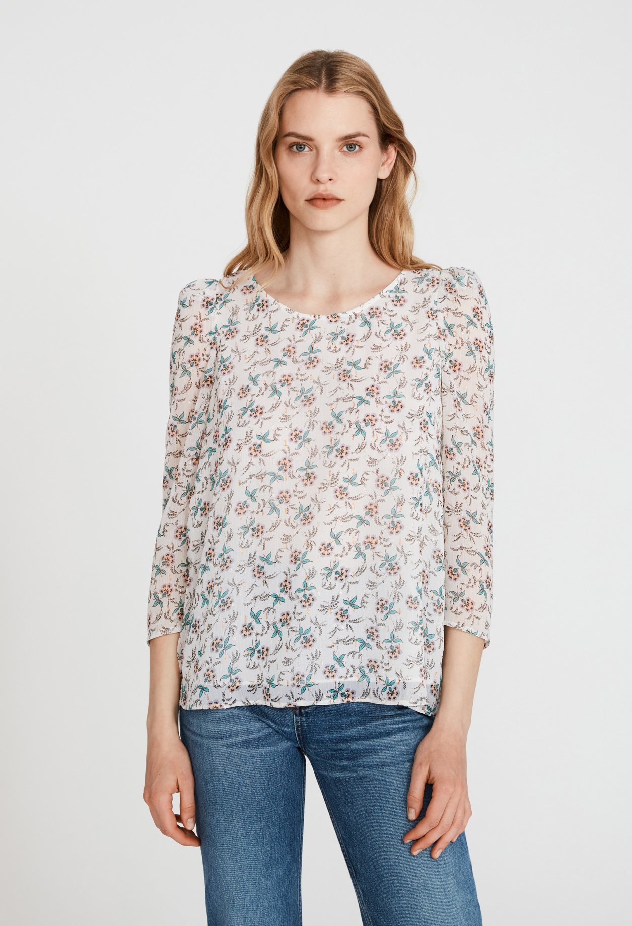 Chemise imprime floral metallise