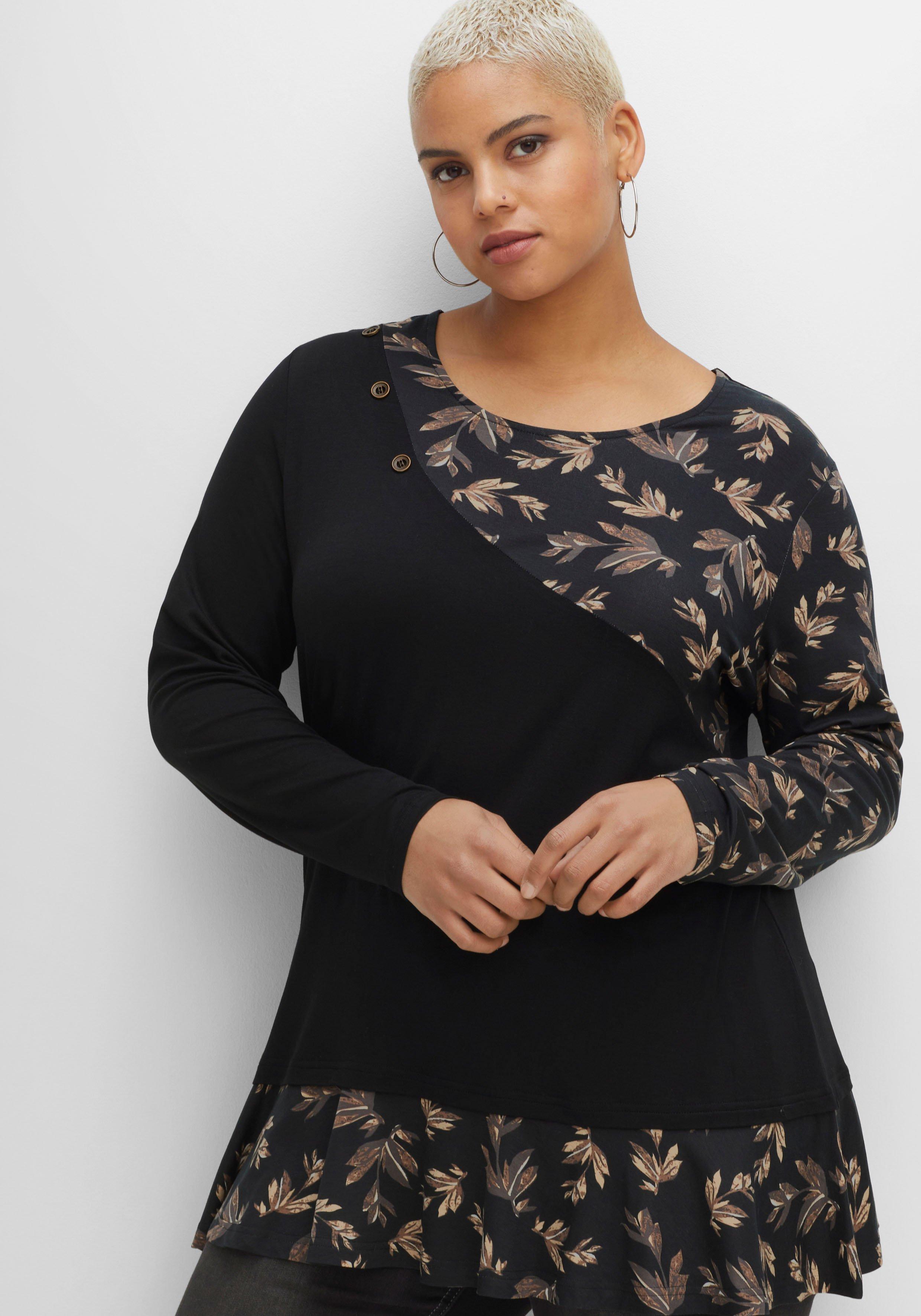 Longshirt mit floralem Druck, in Double-Layer-Optik