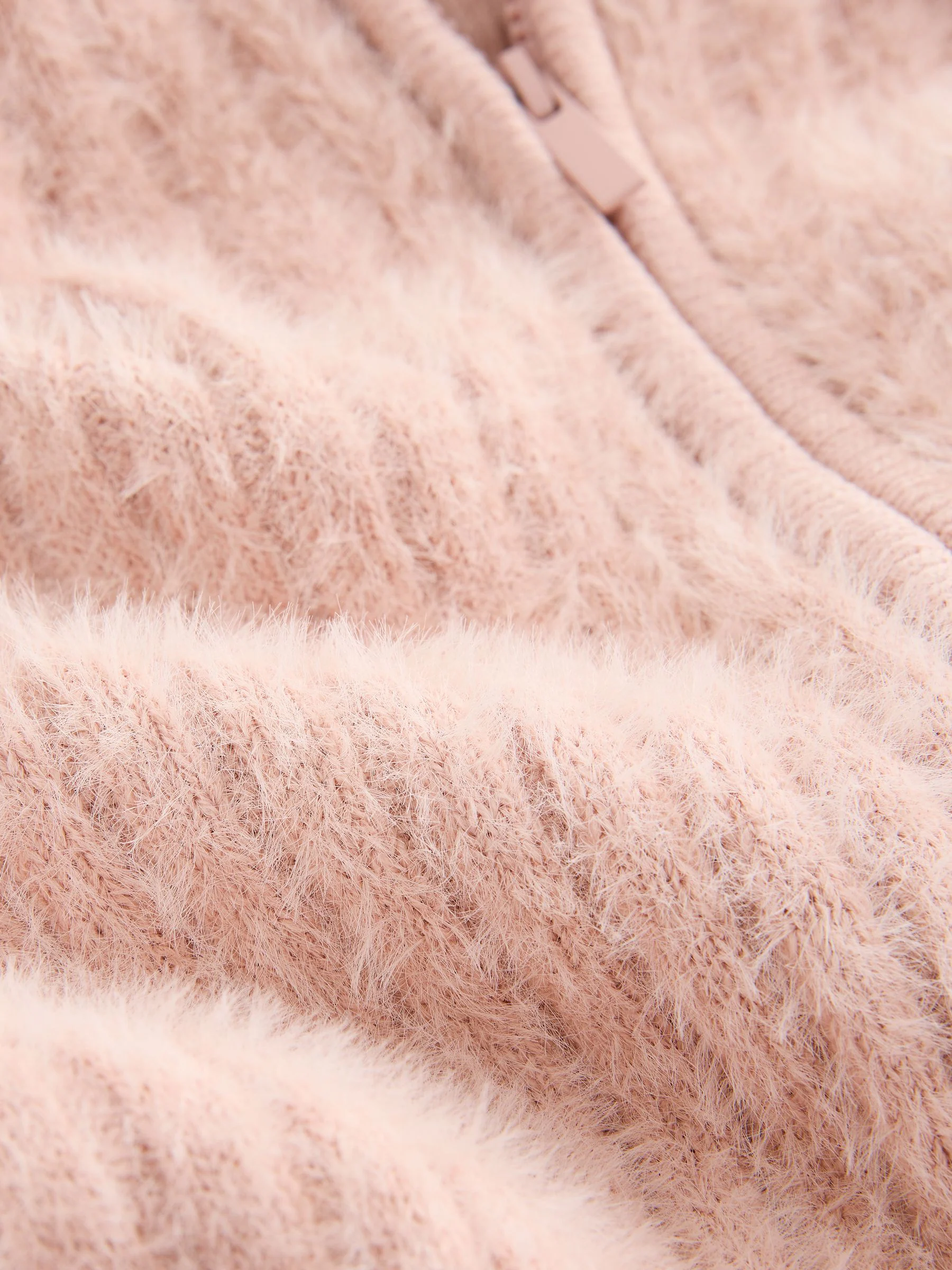 Roze - Donzige doorlopende rits hoodie (3-16jr)