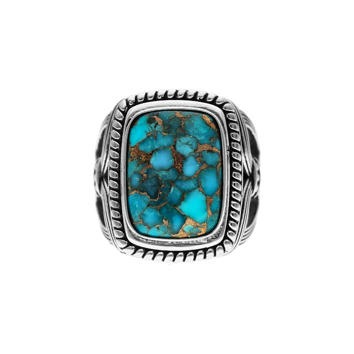 Bague Argent Homme Temple Pierre Turquoise