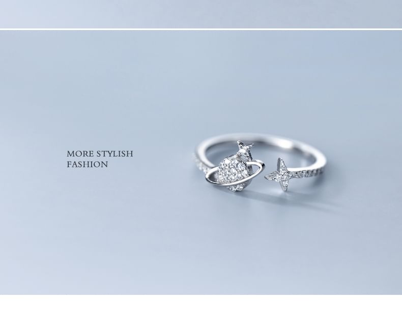A'ROCH - S925 Sterling Zilveren Planeet Strass Open Ring