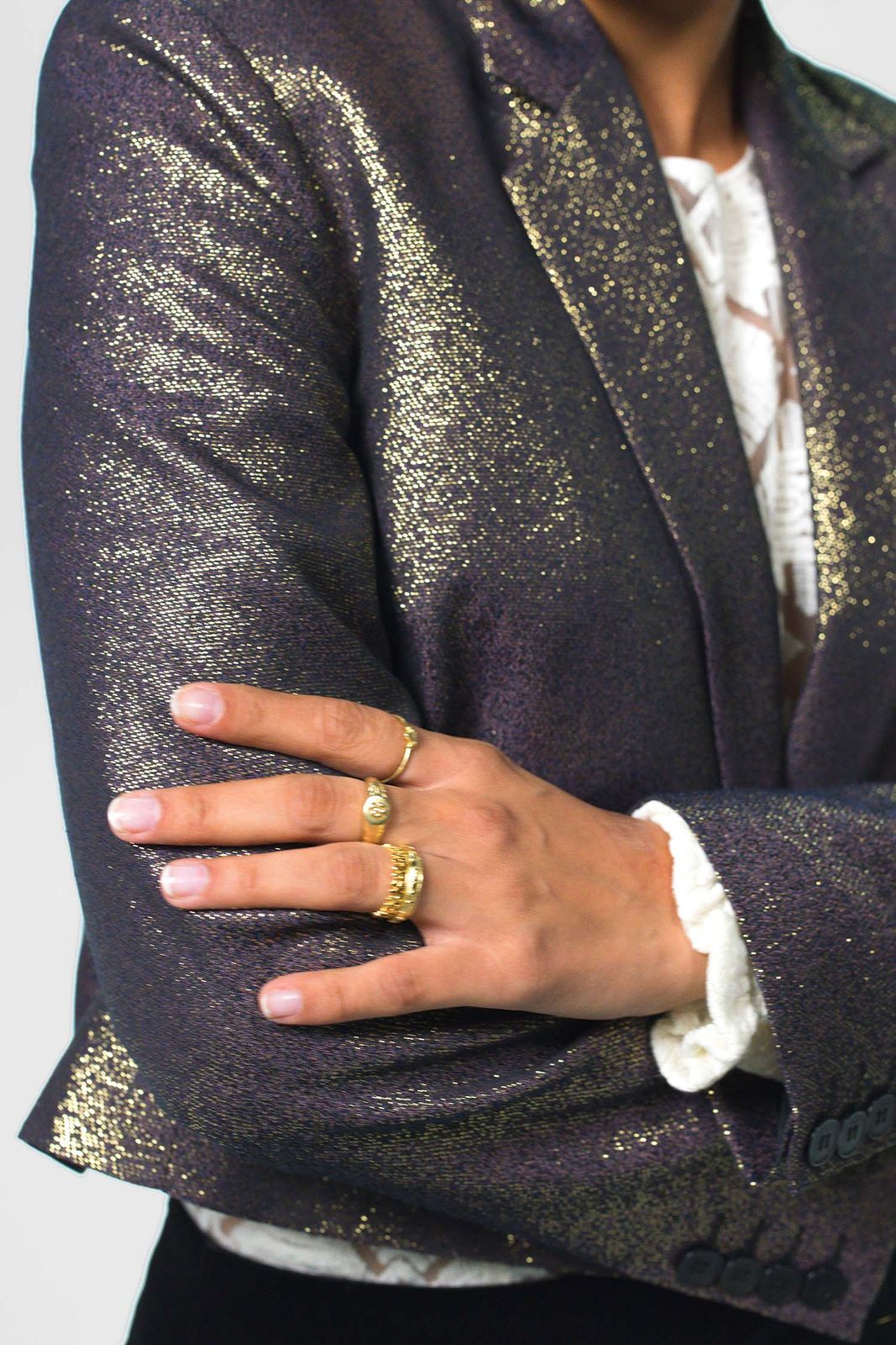 Gouden metallic cropped blazer