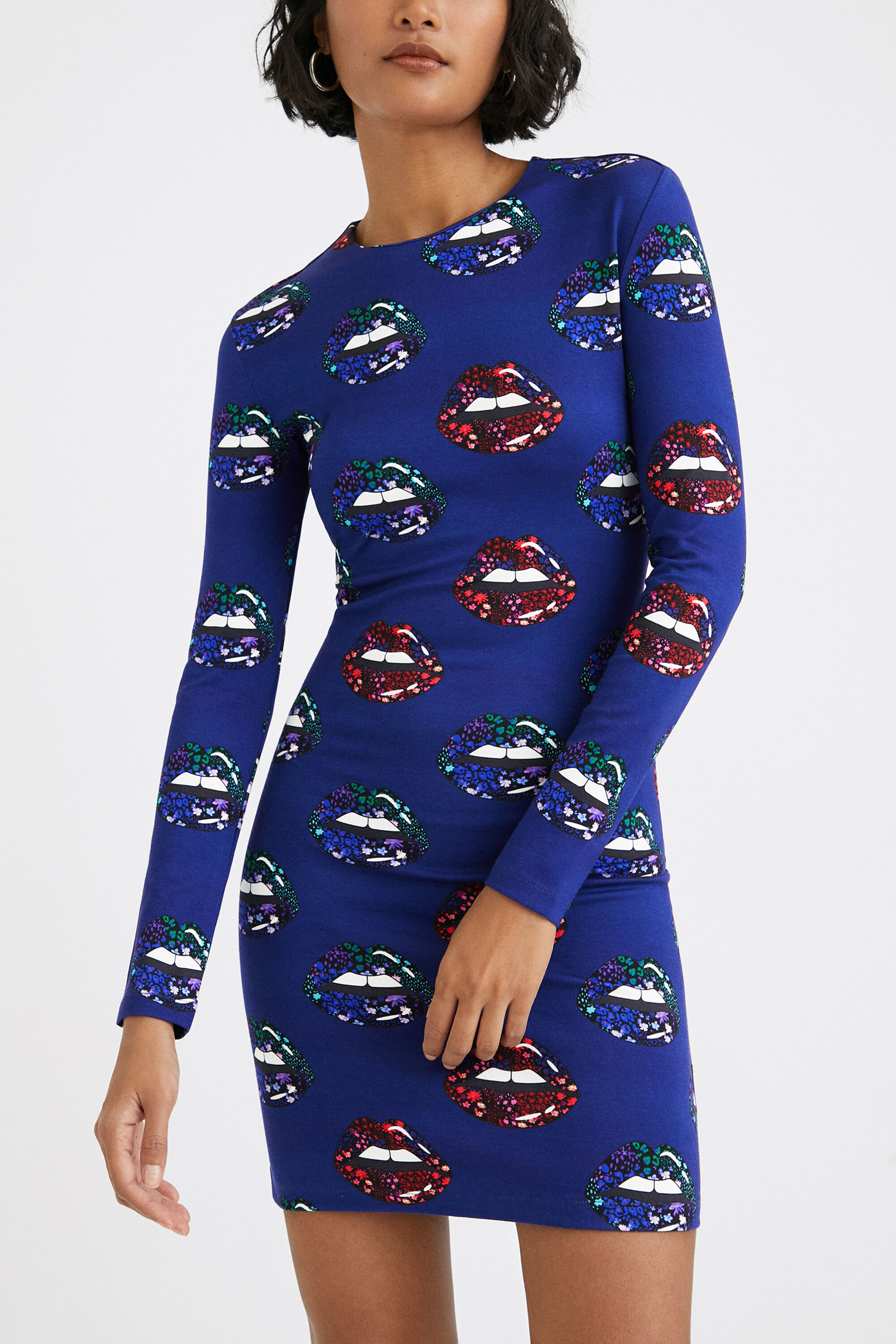 Robe courte ajustée avec lèvres