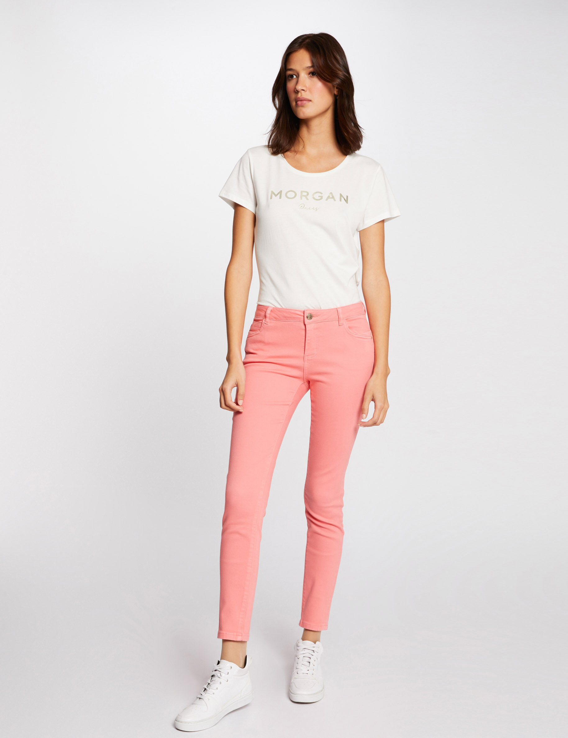 Jeans skinny taille basse rose femme - rose