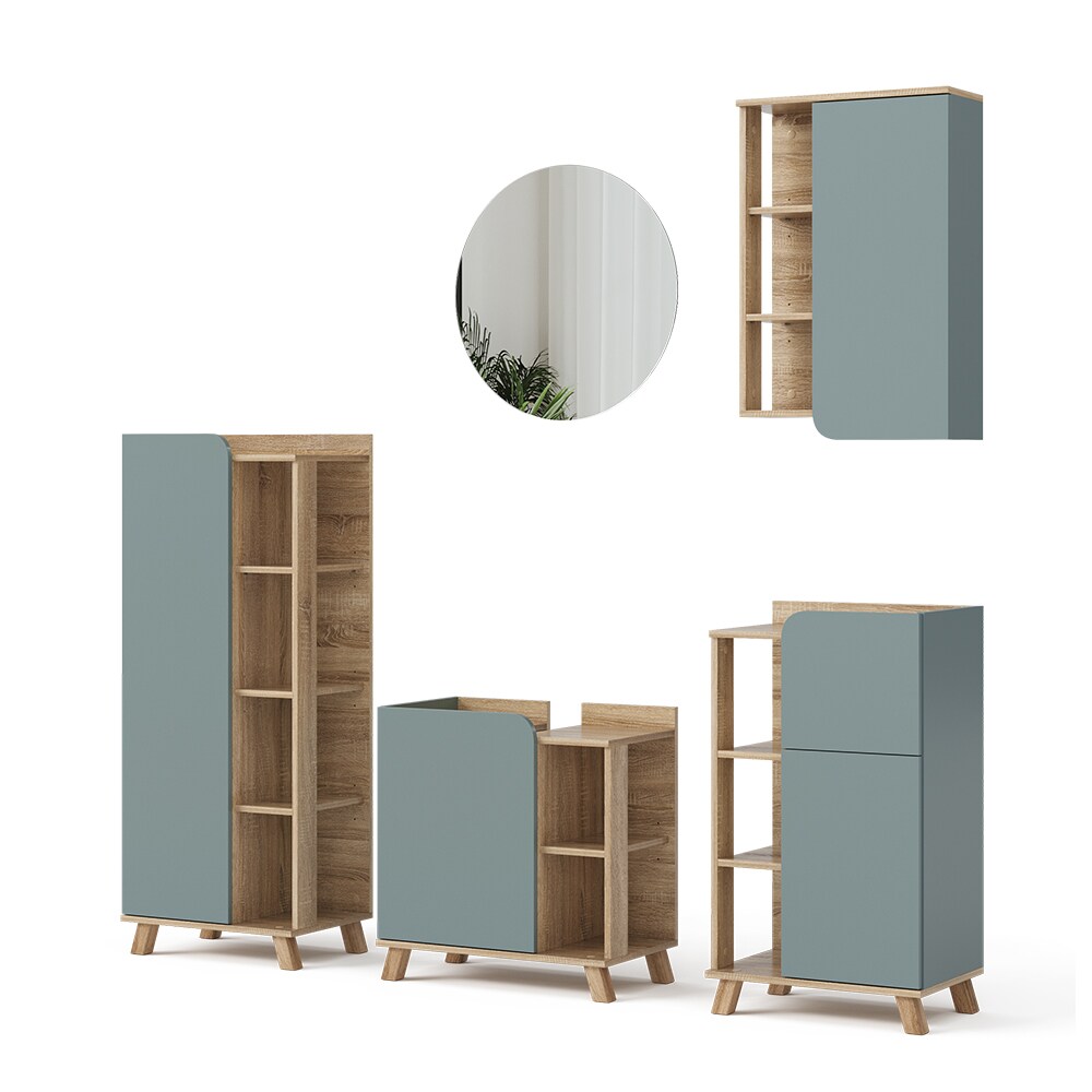 Vicco Badmöbel-Set Karen Sonoma Mintgrün 5 Teile