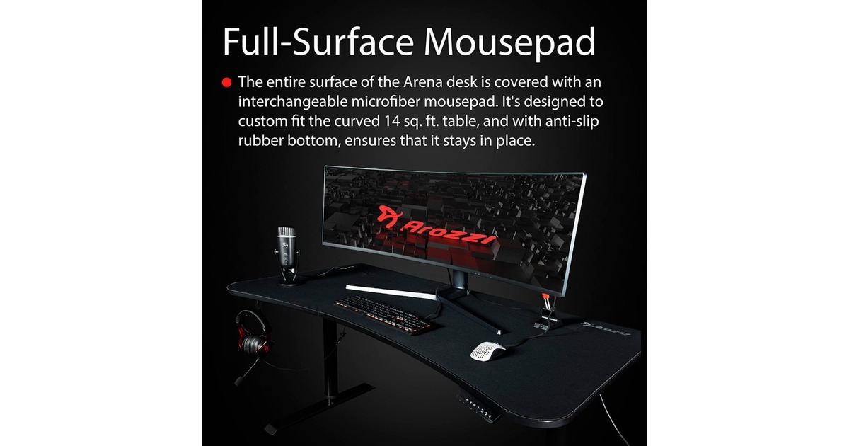 ArozziArena Moto Gaming Desk - Black  (Zwart)