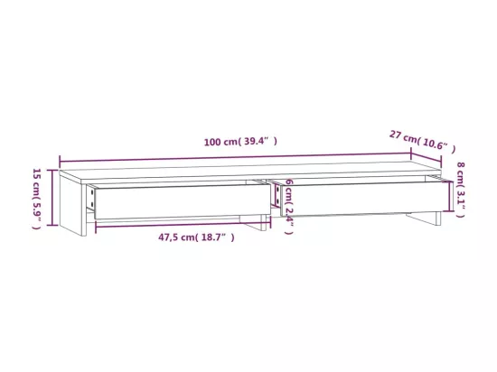 Support pour moniteur 100x27x15 cm Bois de pin solide