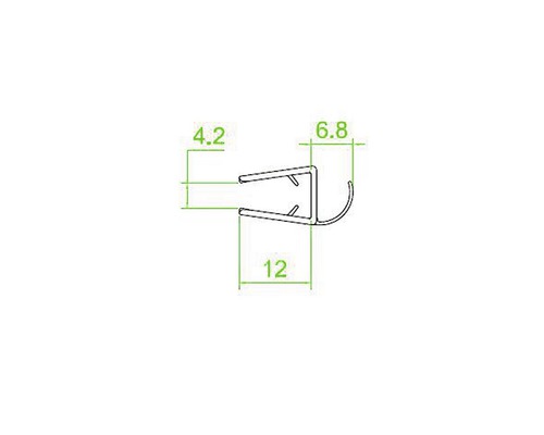 Gatafdichting 12 mm SH, 5-6 mm glas, 6,8 mm lengte 2010 mm