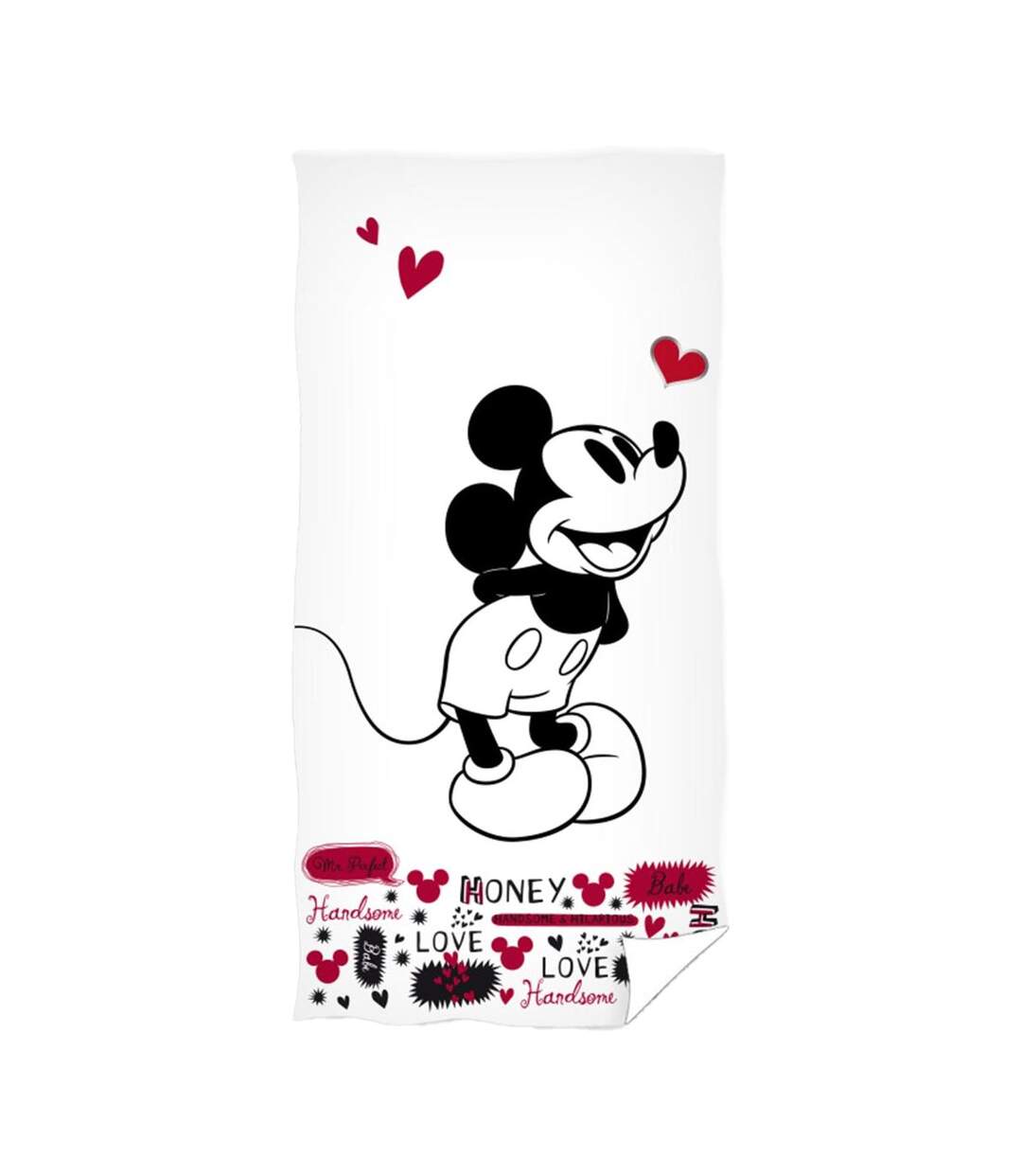 Mickey Mouse - Serviette de plage (Blanc / Noir / Rouge) - UTAG253