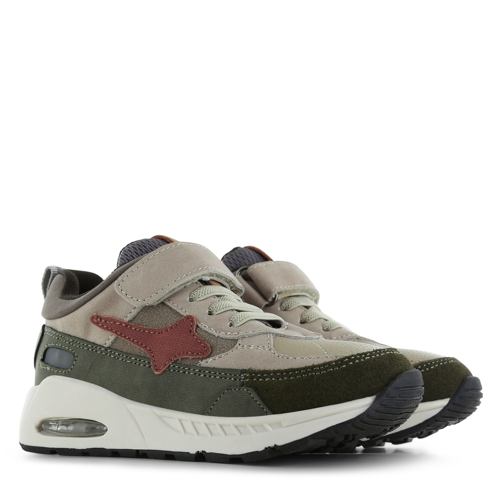 Shoesme beige met groene sneaker Microfiber nubuck, Suède | Jongens schoene