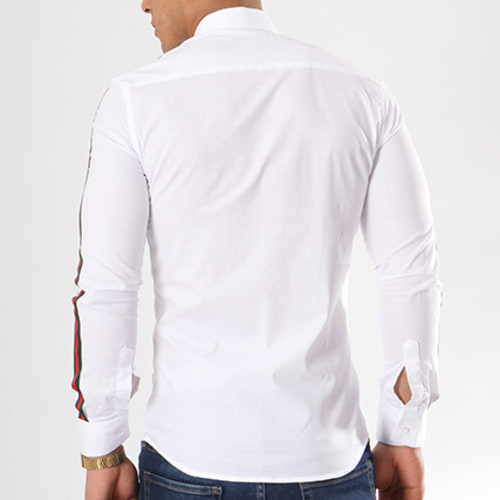 Chemise Slim Fit Manches Longues Avec Bandes F116 Blanc