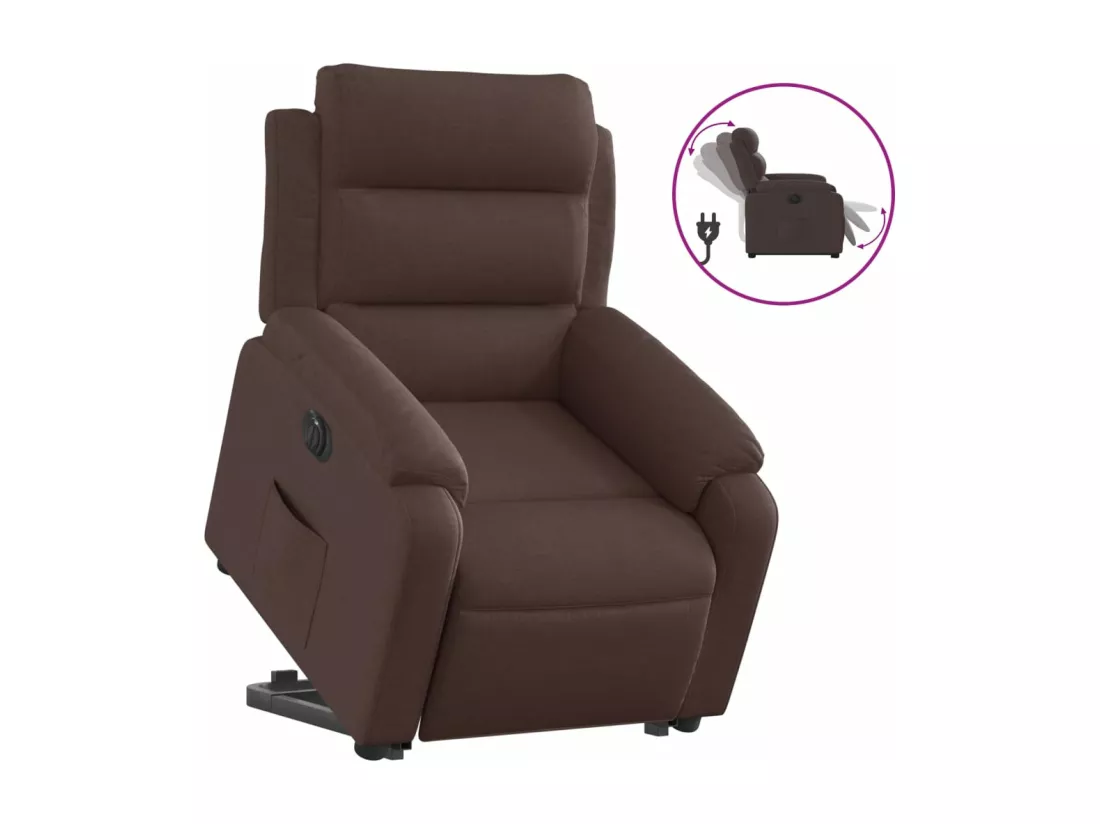 Fauteuil inclinable électrique marron foncé tissu