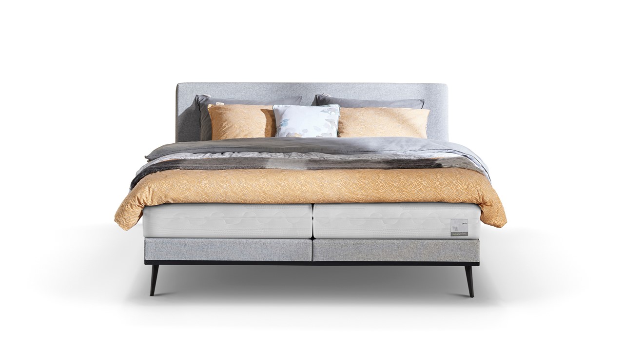 Boxspring Viggo met Silver Pocket Deluxe Foam matras towel grijs