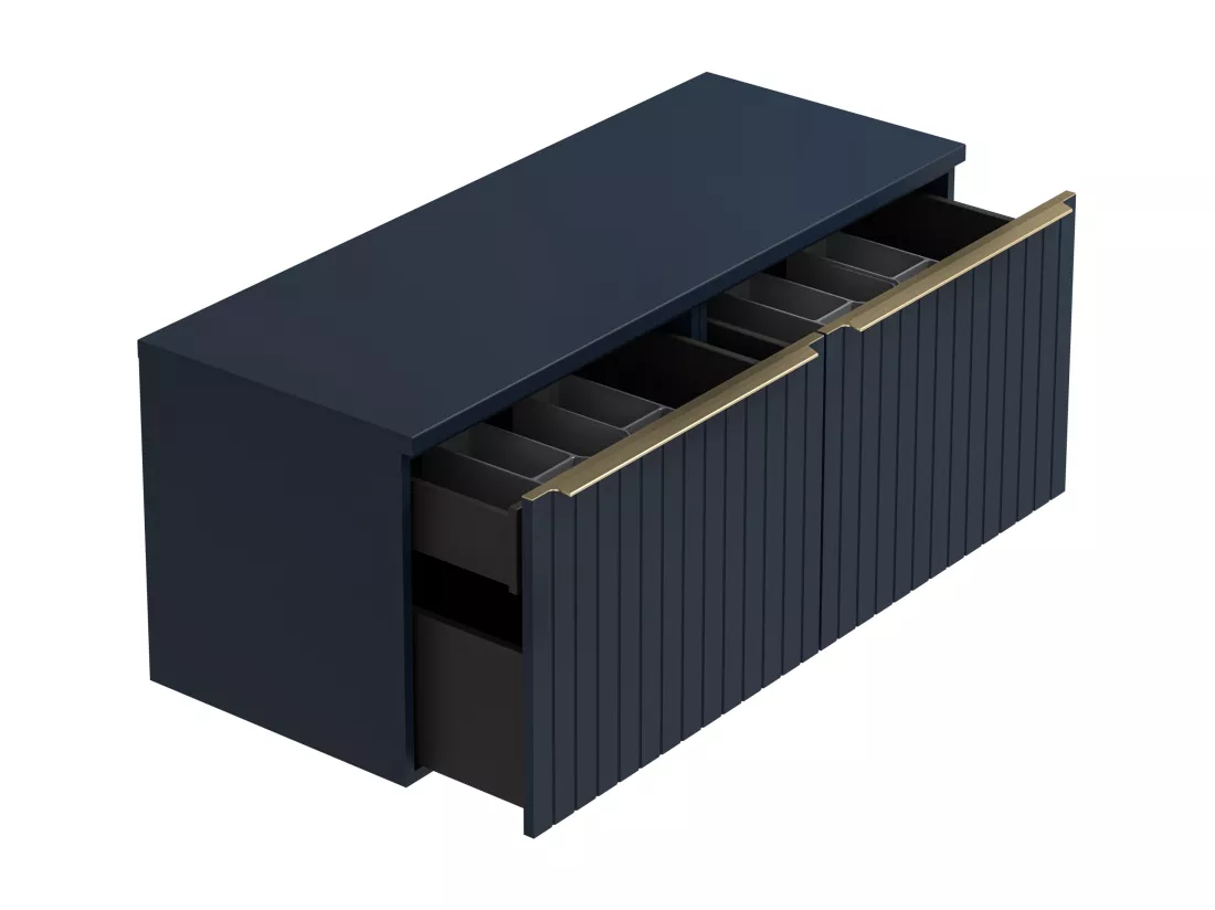 Meuble sous vasque suspendu strié bleu - 120 cm - JOSEPHA