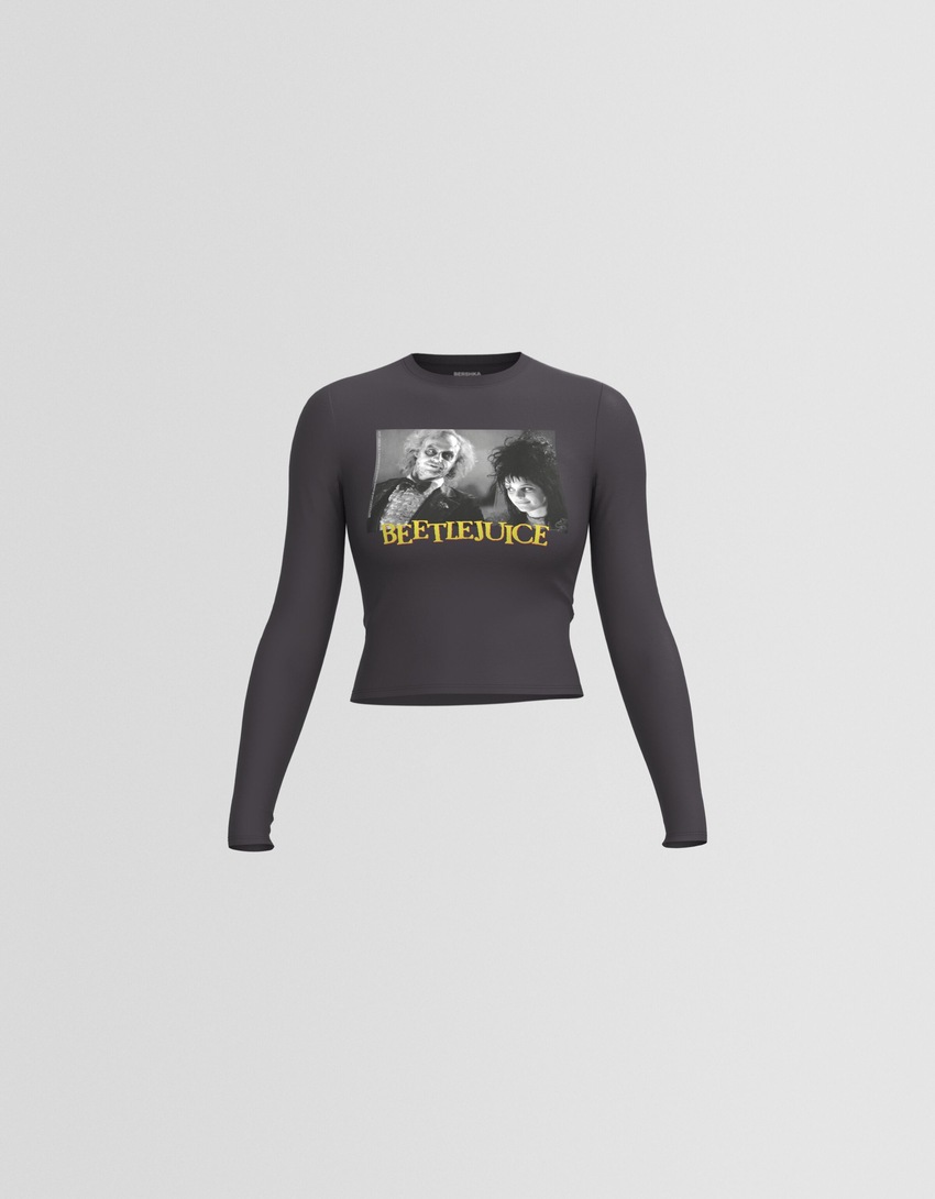 Camiseta de manga comprida com estampa do Beetlejuice