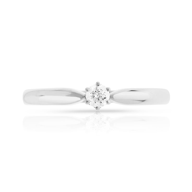 Bague Solitaire or 750 blanc diamant 0.10 ct H/SI