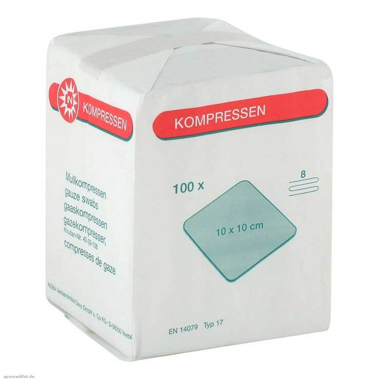 Mullkompressen 10x10cm 8-fac, 100 St