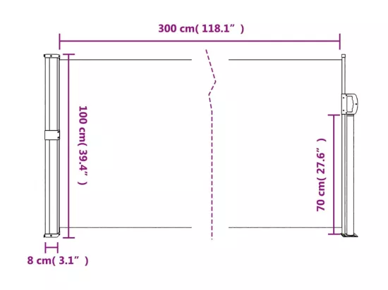 Auvent latéral rétractable taupe 100x300 cm